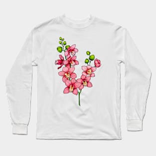 orchid flowers branch Long Sleeve T-Shirt